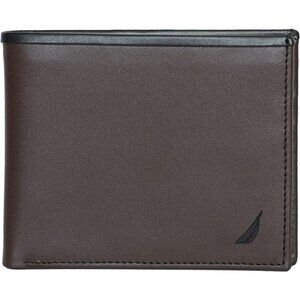 Men's  Black/Brown Bifold Leather Wallet RFID Blocking ID Window Card Slots